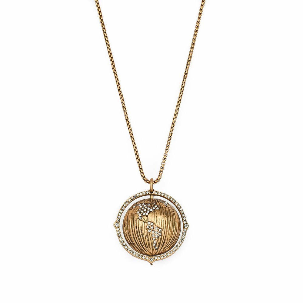 Gold Women's Patricia Nash Pavé Globe Pendant Necklaces | 82751IUKS