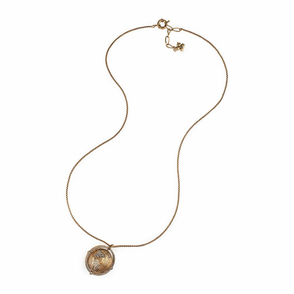 Gold Women's Patricia Nash Pavé Globe Pendant Necklaces | 82751IUKS