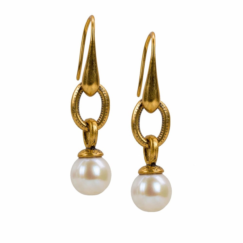 Gold Women\'s Patricia Nash Pearl Drop Earrings | 41690SHGO