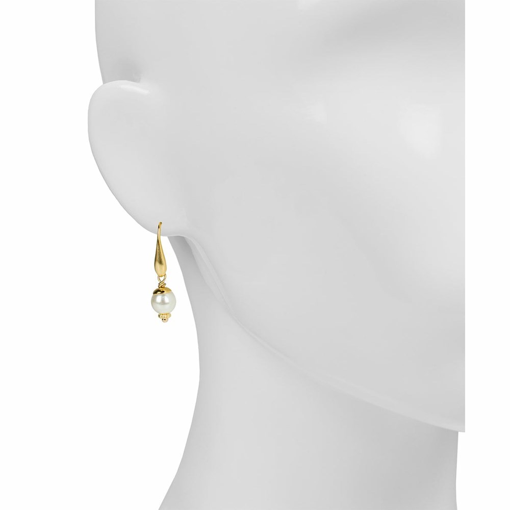 Gold Women's Patricia Nash Pearl Drop Wire Earrings | 16925PQIM