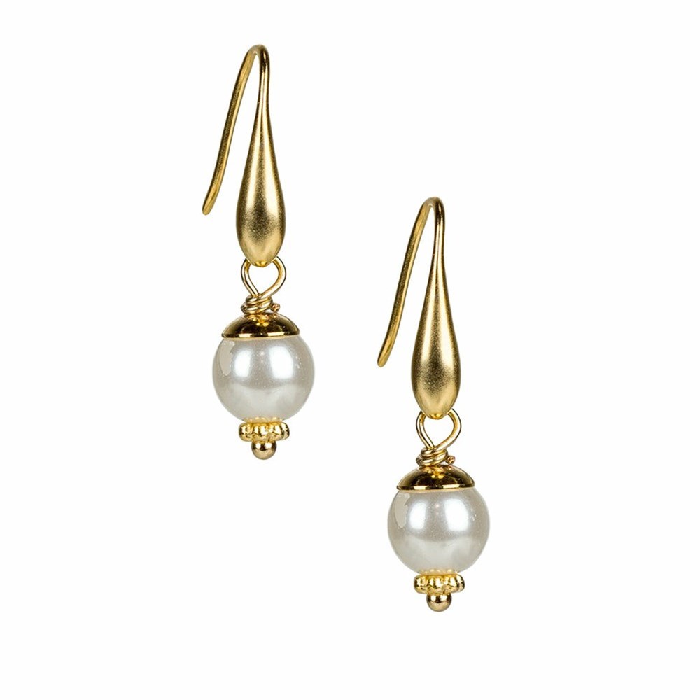 Gold Women\'s Patricia Nash Pearl Drop Wire Earrings | 16925PQIM