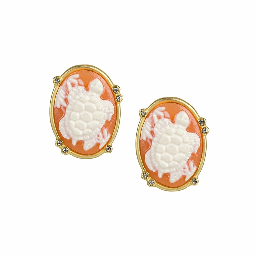 Gold Women\'s Patricia Nash Sea Turtle Stud Earrings | 15467XHLJ