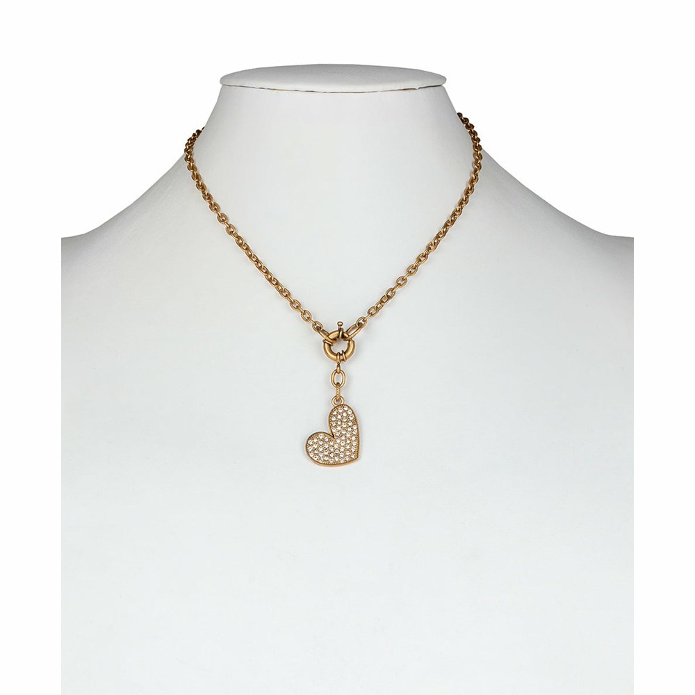 Gold Women's Patricia Nash Side Heart Necklaces | 51096SOYC