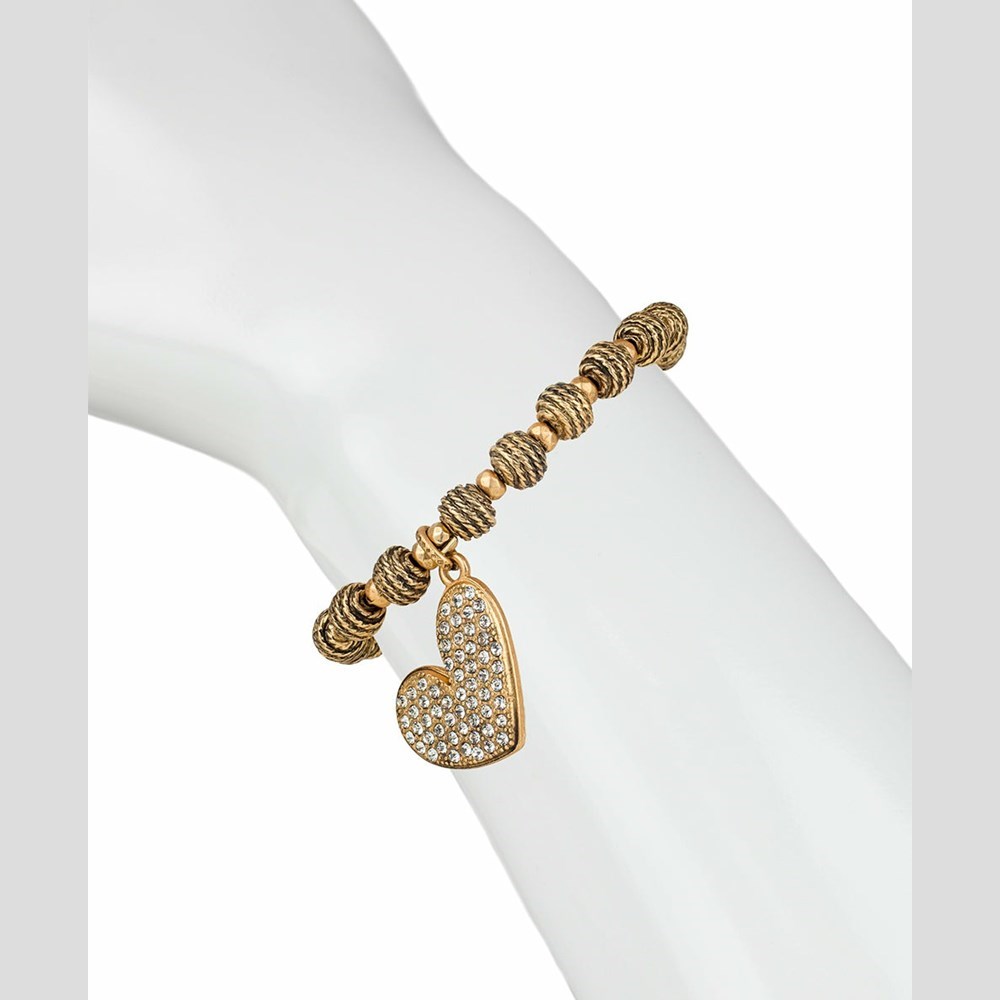 Gold Women's Patricia Nash Side Heart Stretch Bracelets | 37564VPFL