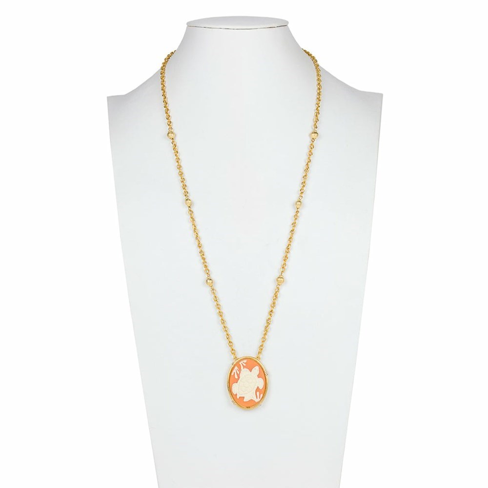 Gold Women\'s Patricia Nash Turtle Pendant Necklaces | 60941DXAT