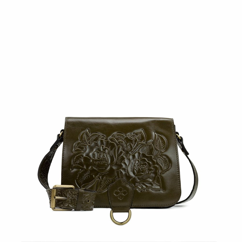 Olive Women\'s Patricia Nash Ilina Flap Crossbody Bags | 53649HVXE