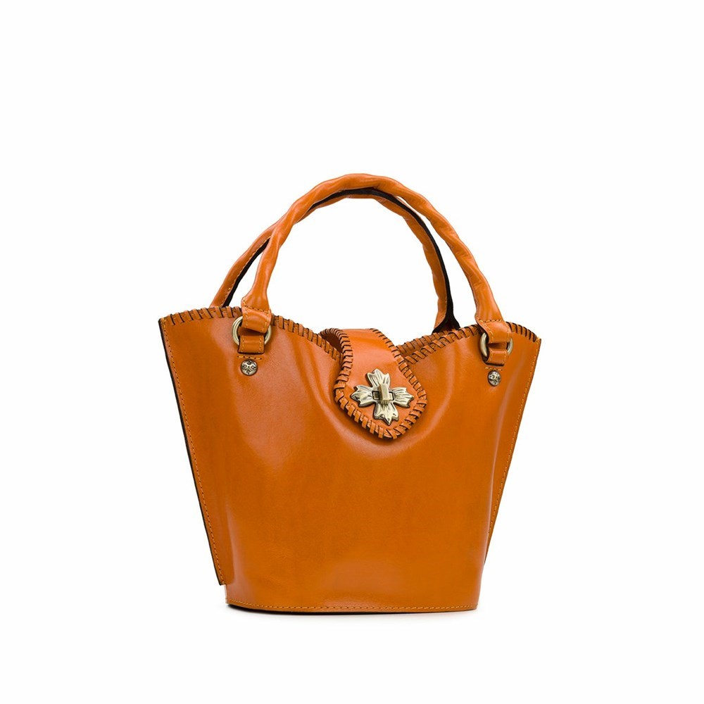 Orange Women's Patricia Nash Ninetta Shopper Satchel Handbags | 86704BHOQ