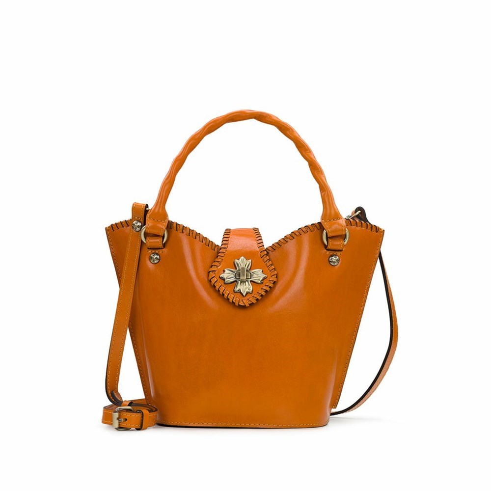 Orange Women\'s Patricia Nash Ninetta Shopper Satchel Handbags | 86704BHOQ