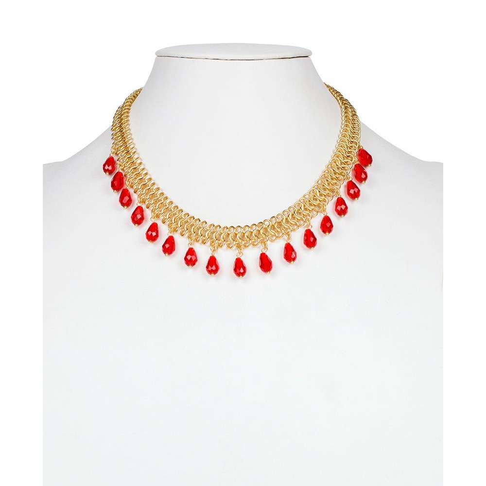 Red Women's Patricia Nash Chain Mail Collar Necklaces | 05378WFVJ