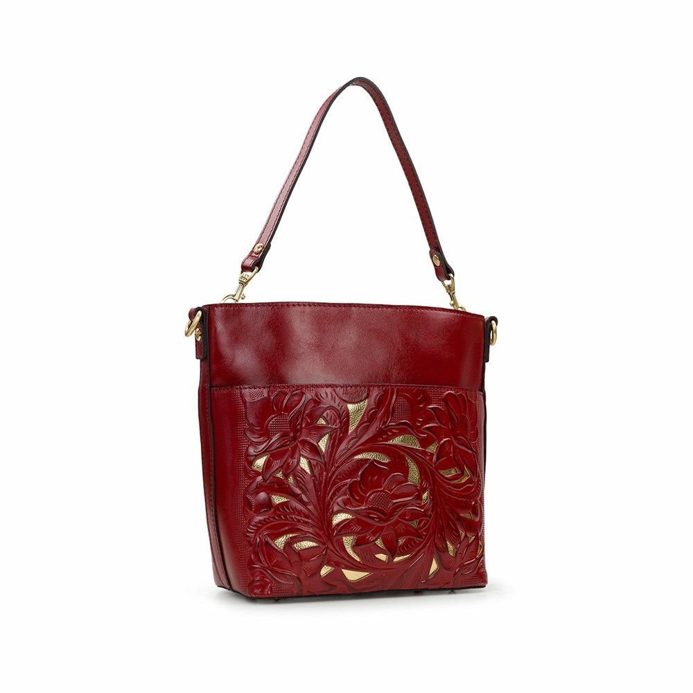 Red Women's Patricia Nash Harper Tote Crossbody Shoulder Bags | 64593KILY