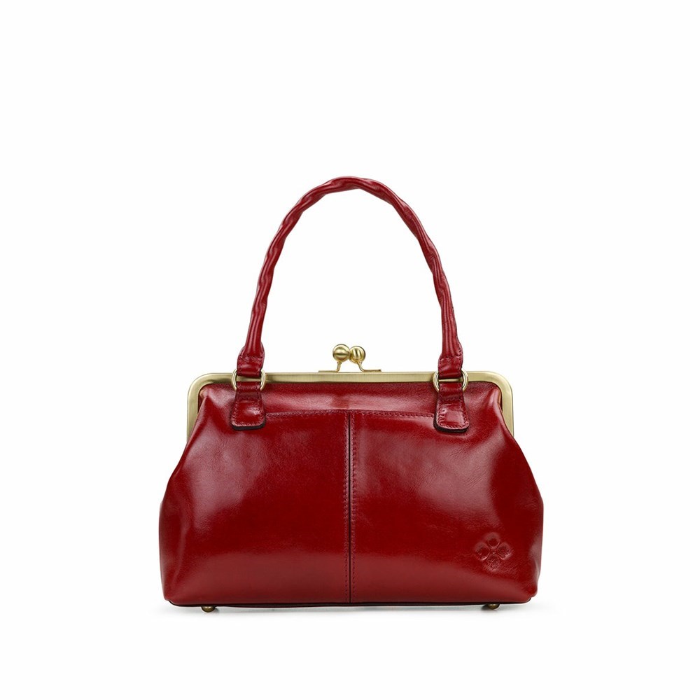 Red Women's Patricia Nash Rora Frame Satchel Handbags | 05263KENO