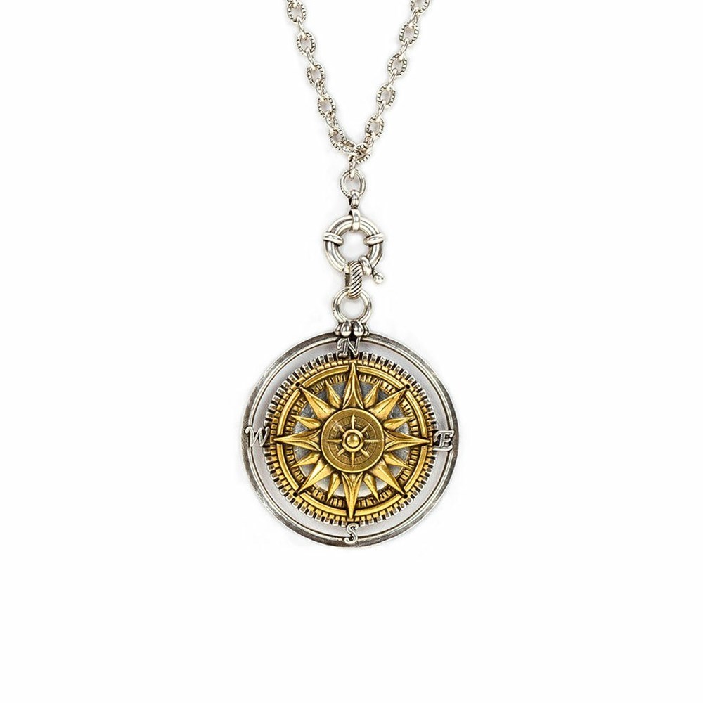 Silver Women\'s Patricia Nash Compass Locket Pendant Necklaces | 23795BNER