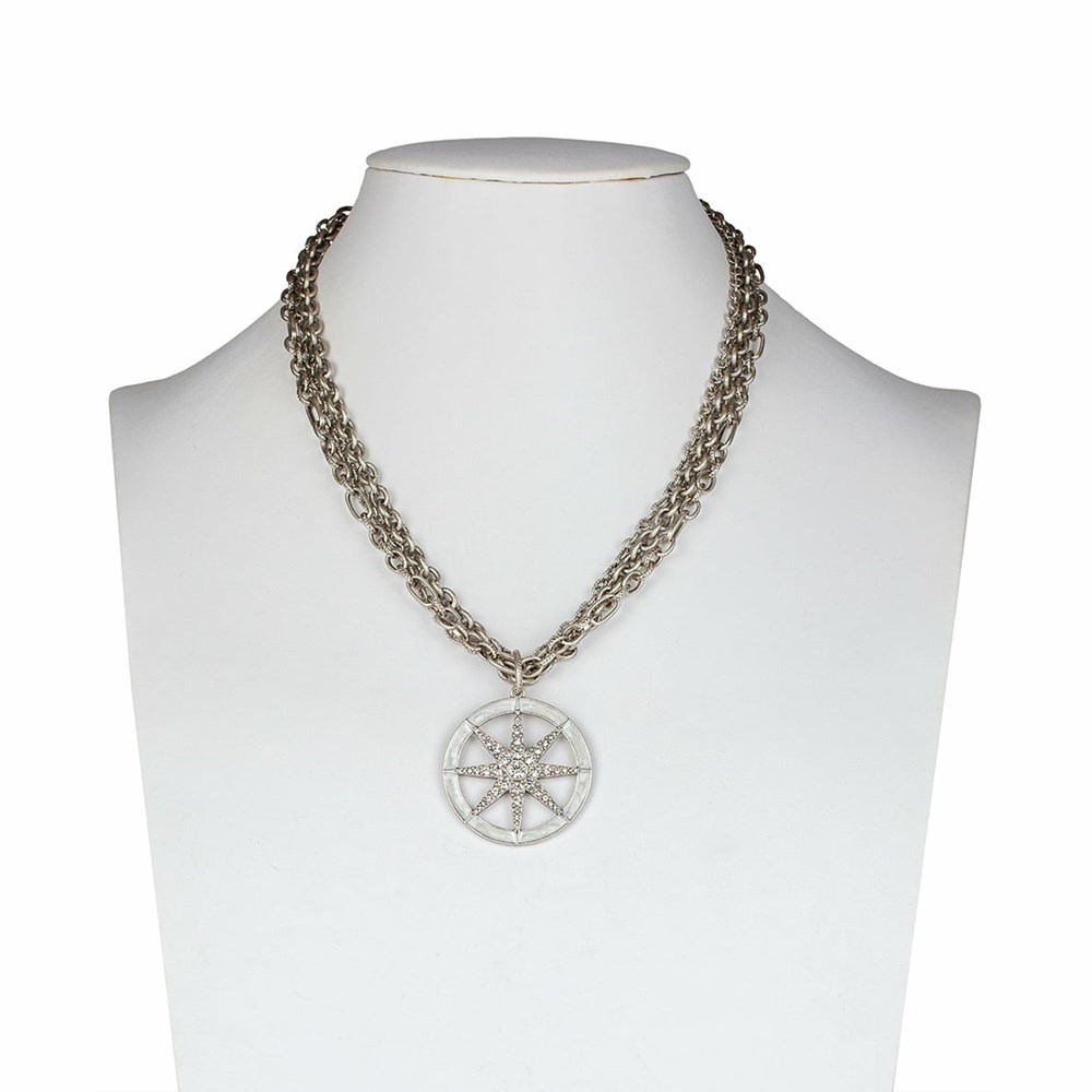 Silver Women's Patricia Nash Crystal Compass Necklaces | 20193TLPD