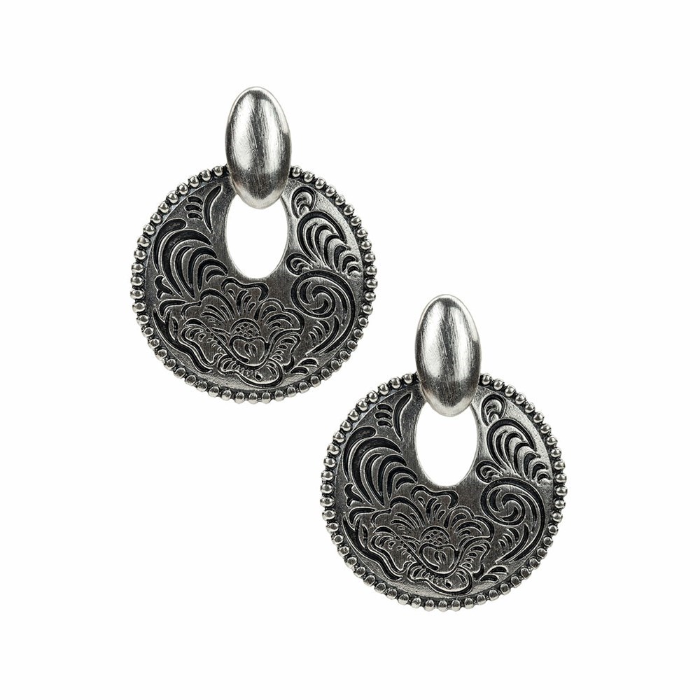 Silver Women's Patricia Nash Doorknocker Earrings | 38597NIBT