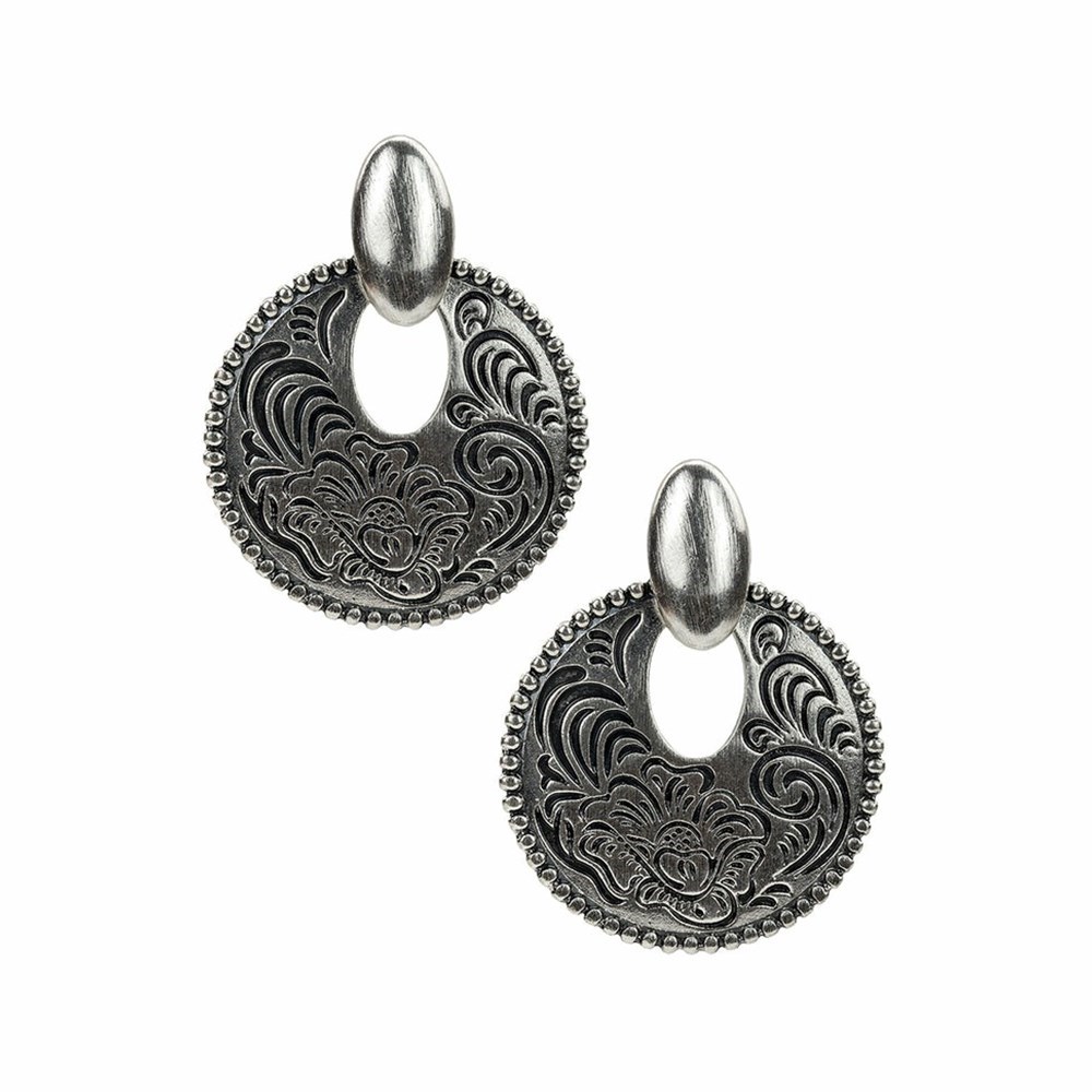 Silver Women\'s Patricia Nash Doorknocker Earrings | 38597NIBT