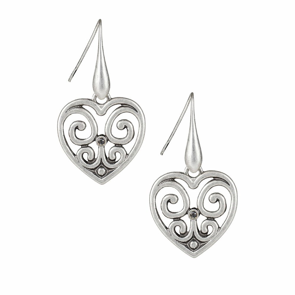 Silver Women\'s Patricia Nash Heart Drop -Remember The Moments Earrings | 58210XLYC