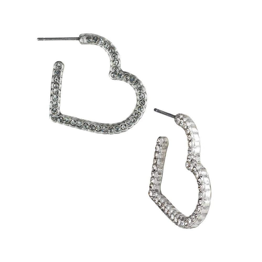 Silver Women\'s Patricia Nash Heart Hoop Earrings | 41309QLBI