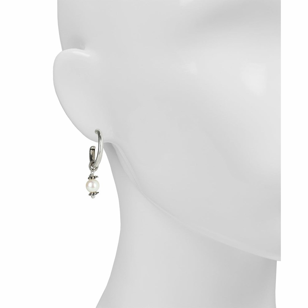 Silver Women's Patricia Nash Hoop With Pearl Drop Earrings | 87165YTLZ