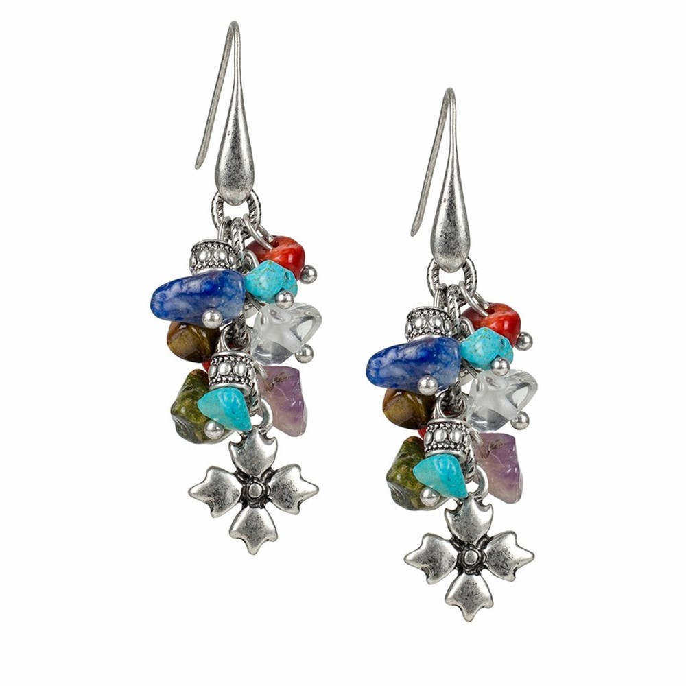 Silver Women\'s Patricia Nash Multi Cluster Drop Earrings | 68721BOTC