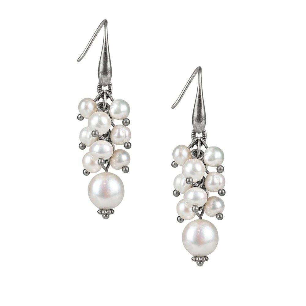 Silver Women\'s Patricia Nash Pearl Cluster Earrings | 04169GULC