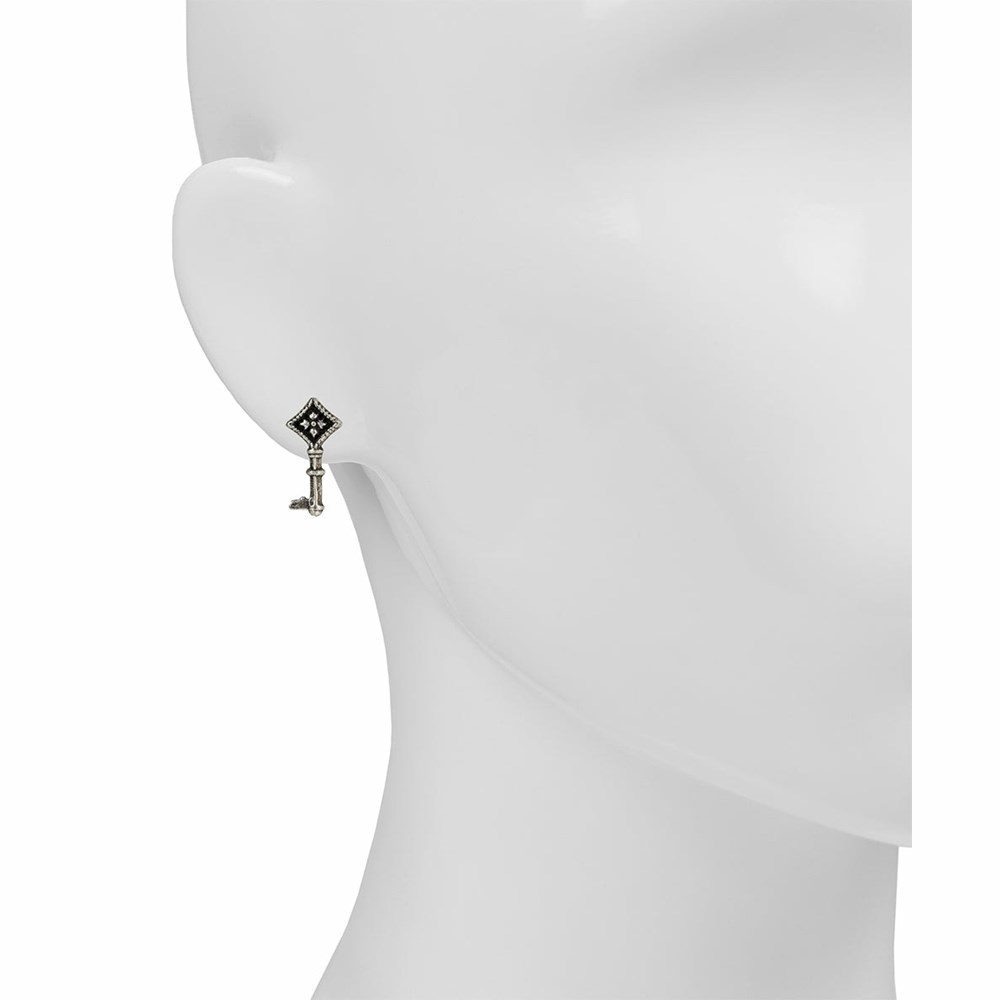 Silver Women's Patricia Nash Small Floret Key Stud Earrings | 57493YCSL