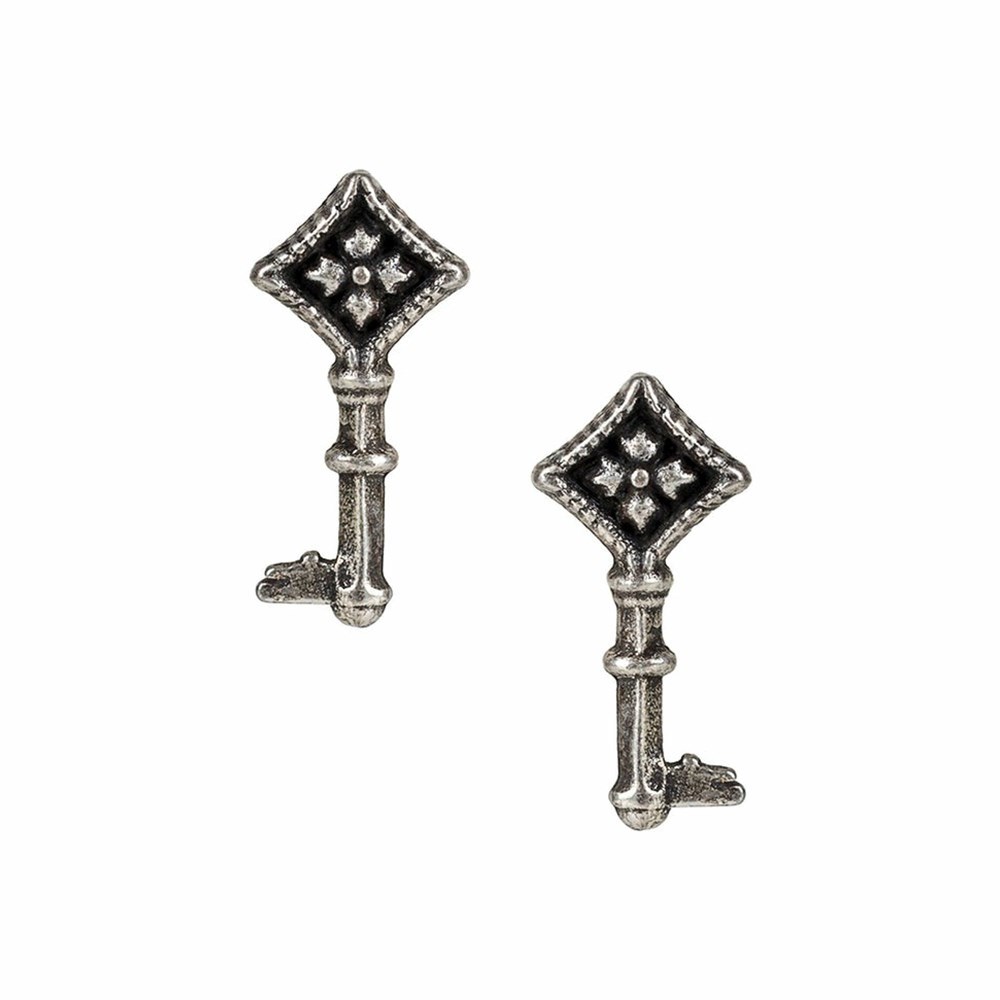 Silver Women\'s Patricia Nash Small Floret Key Stud Earrings | 57493YCSL