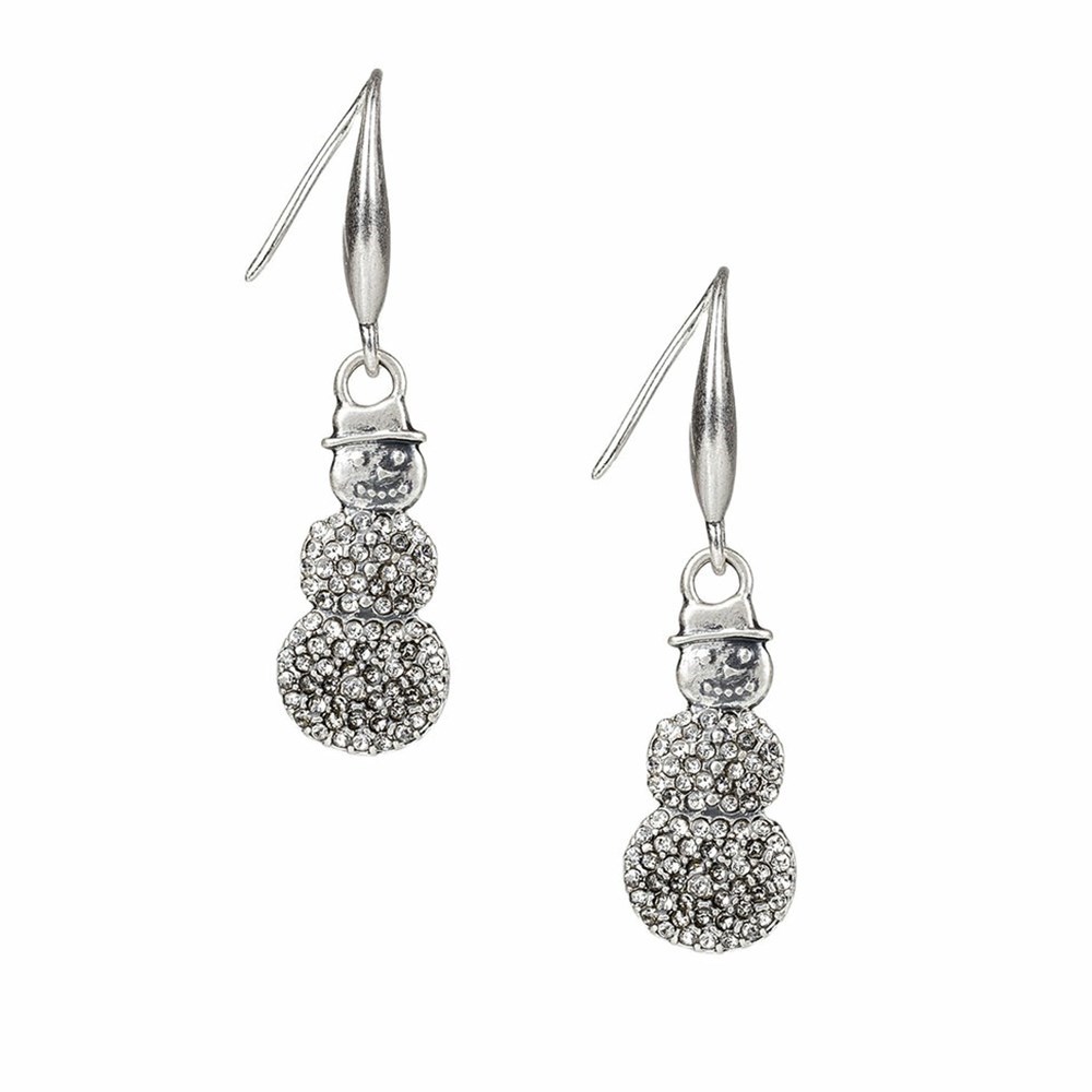 Silver Women\'s Patricia Nash Snowman Drop Earrings | 13590TAEZ