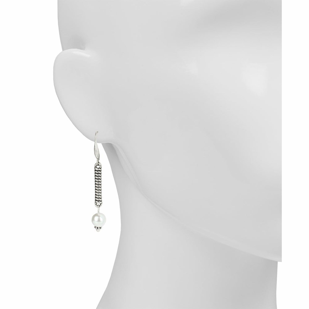 Silver Women's Patricia Nash Twisted Stem Pearl Drop Earrings | 98127ESNR