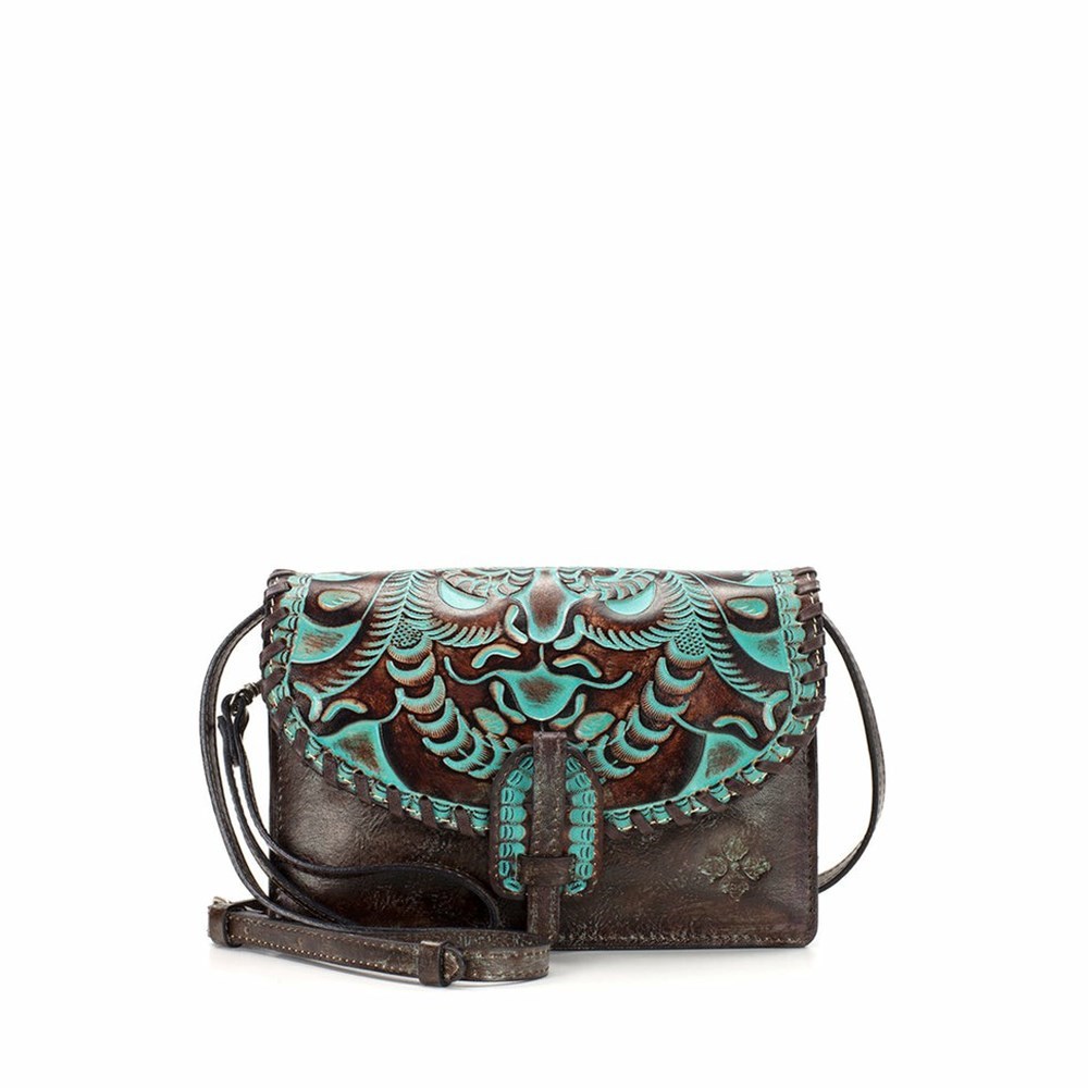 Turquoise Women\'s Patricia Nash Lanza Organizer Crossbody Bags | 42603MHZC