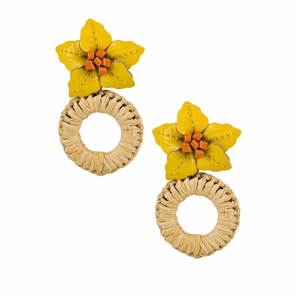 Yellow Women\'s Patricia Nash Elvira Flower Drop Earrings | 76581KACL