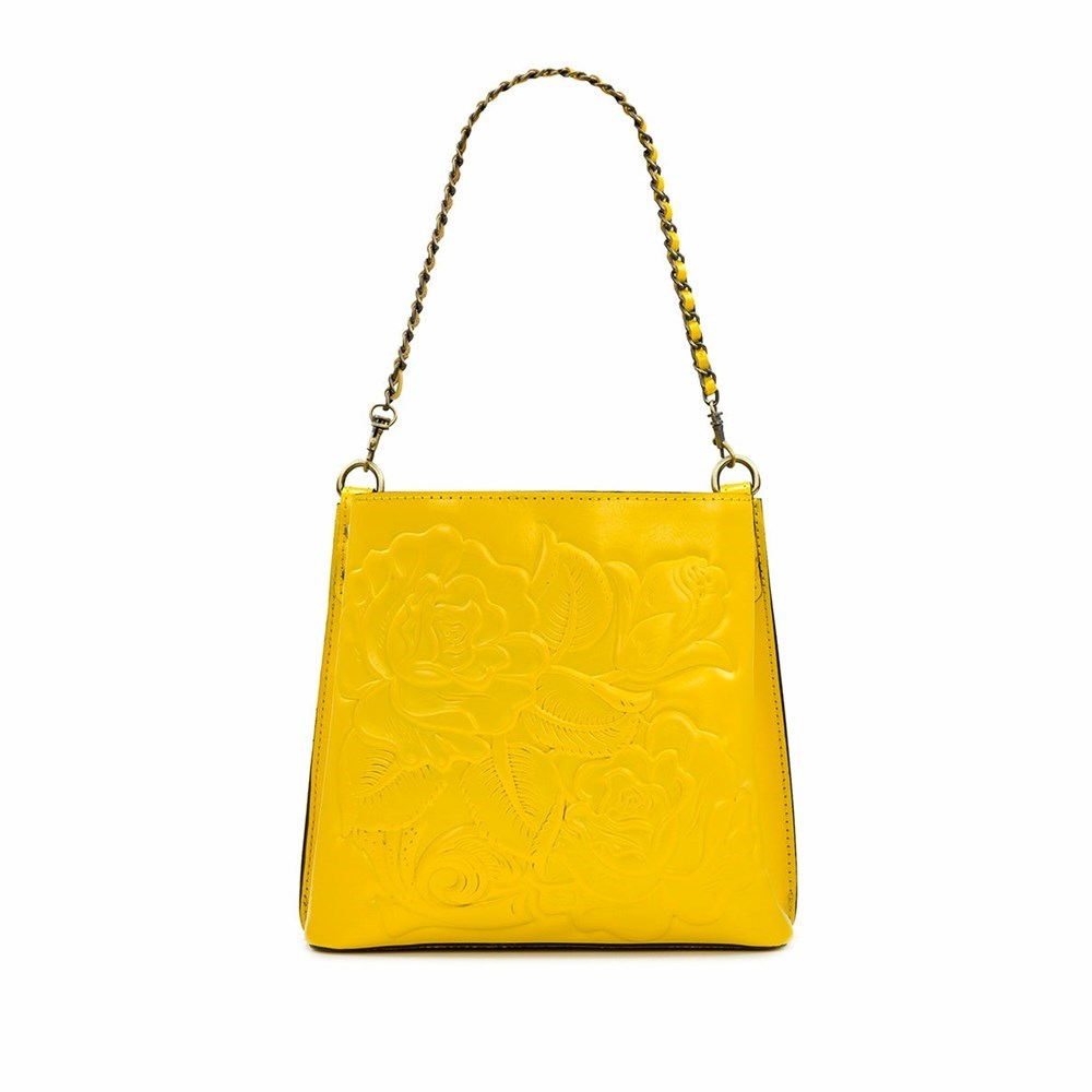 Yellow Women's Patricia Nash Ledra Bucket Crossbody Bags | 32579MALW