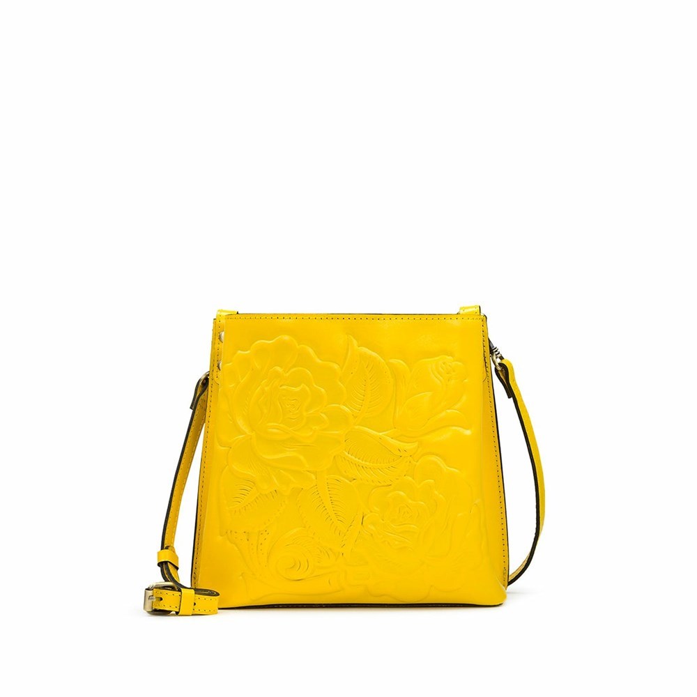 Yellow Women's Patricia Nash Ledra Bucket Crossbody Shoulder Bags | 62570MOFW