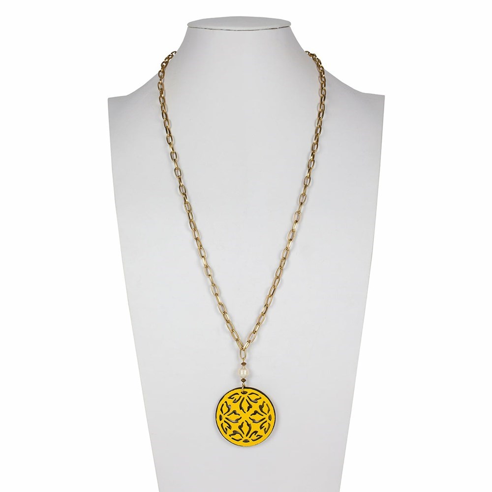 Yellow Women's Patricia Nash Orianna Long Pendant Necklaces | 38764VYZM