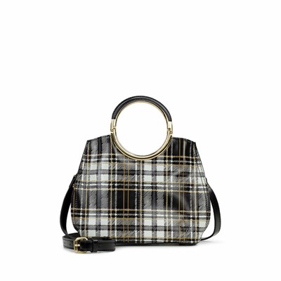 Black White Women's Patricia Nash Aria Shopper Crossbody Bags | 39714YUNT