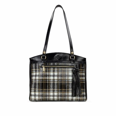 Black White Women's Patricia Nash Poppy Tote Bags | 25916AYMZ