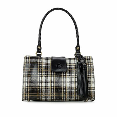 Black White Women's Patricia Nash Rienzo Satchel Handbags | 04536KQTA