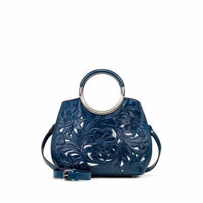 Blue Women's Patricia Nash Aria Shopper Bag Crossbody Bags | 37892JGAI