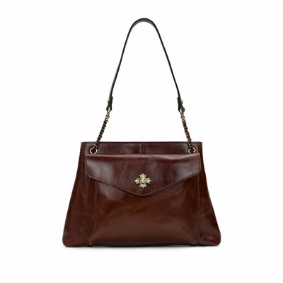 Brown Women's Patricia Nash Adele Chain Satchel Handbags | 51048SNJZ