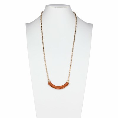 Brown Women's Patricia Nash Arianna Wrapped Crescent Necklaces | 08437HUOI