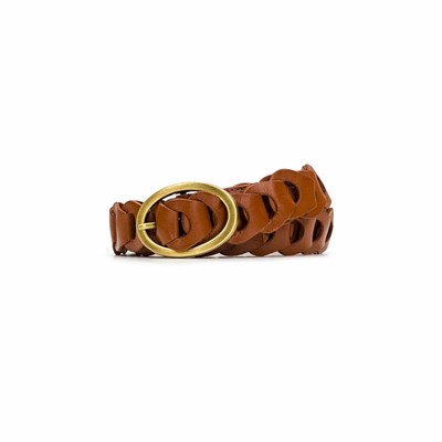 Brown Women's Patricia Nash Aviano Chainlink Belt Belts | 78603TVEH