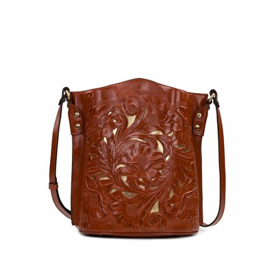 Brown Women's Patricia Nash Lavello Bucket Bag Shoulder Bags | 67402QTOG