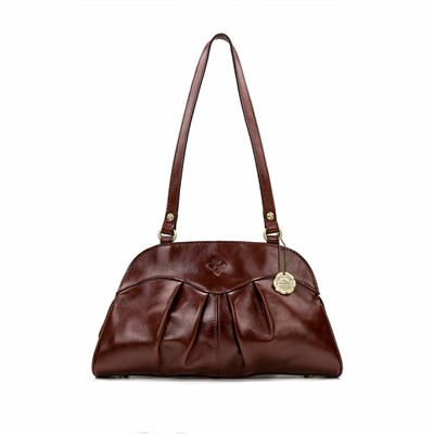 Brown Women's Patricia Nash Macellara Oval Satchel Handbags | 27853WSZT