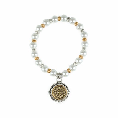 Gold / Silver Women's Patricia Nash Pearl Stretch Bracelets | 13084VYEP