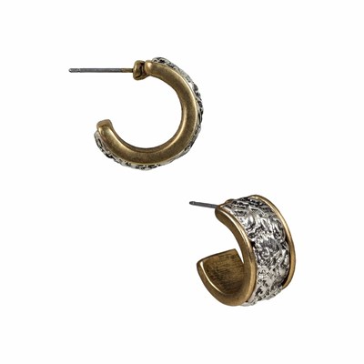 Gold / Silver Women's Patricia Nash Tooled Inset Hoop Earrings | 31278BYUO