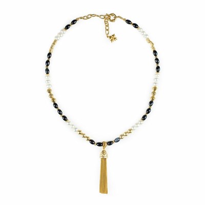 Gold Women's Patricia Nash Beaded Tassel Necklaces | 50471NEJK