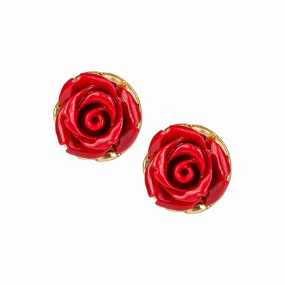 Gold Women's Patricia Nash Carved Rose Stud Earrings | 53962BEAC