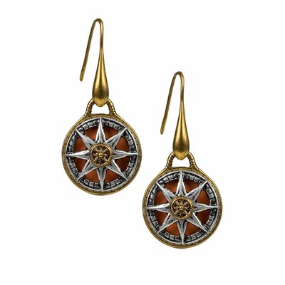 Gold Women's Patricia Nash Compass Drop Earrings | 64097YONZ