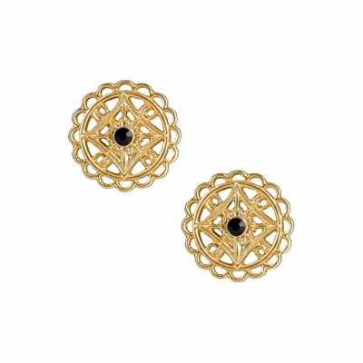 Gold Women's Patricia Nash Filigree Button Earrings | 37198RIMO