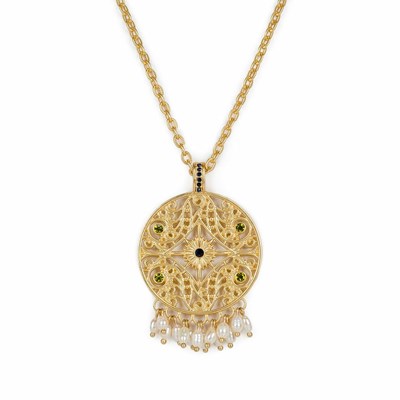 Gold Women's Patricia Nash Filigree Pendant Necklaces | 43896BFPQ