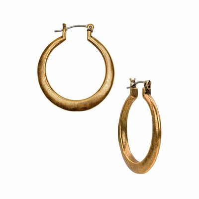 Gold Women's Patricia Nash Floret Charm Basic Hoops Earrings | 90863OUVL